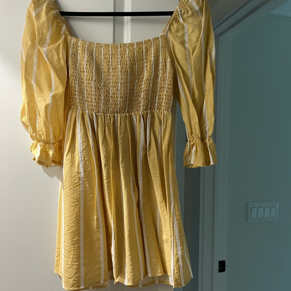Yellow & white midi dress